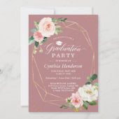 Stoffig Roos Blush Bloemen Goud Geometrisch Afstud Kaart (Voorkant)