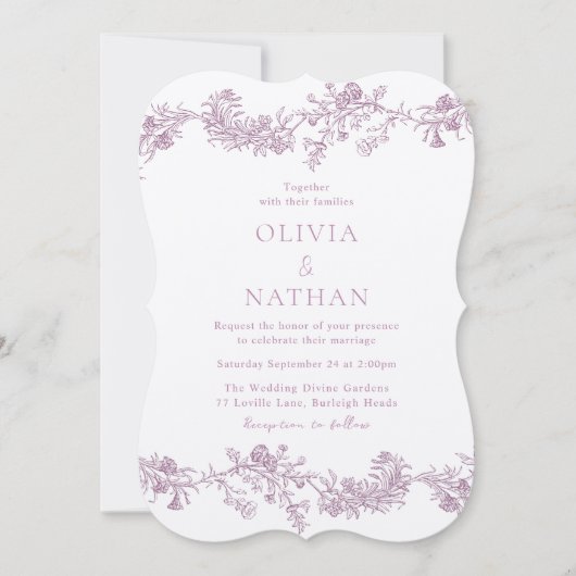  Stoffig Roos & Blush Bloemen Huwelijk Kaart (Voorkant)