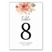 Stoffig Roos Blush Bloemen Trouwtafel Nummer Kaart (Voorkant)