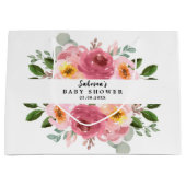 Stoffig Roos | Blush Pink Floral Baby shower Groot Cadeauzakje (Voorkant)