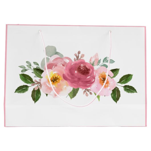 Stoffig Roos | Blush Pink Floral Baby shower Groot Cadeauzakje (Achterkant)