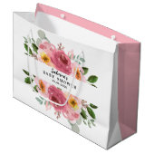 Stoffig Roos | Blush Pink Floral Baby shower Groot Cadeauzakje (Voorkant Gekanteld)