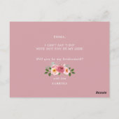 Stoffig Roos | Blush Pink Floral bruidsmeisje Briefkaart (Achterkant)