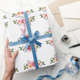 Stoffig Roos | Blush roze bloemenbruiloft Cadeaupapier