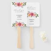 Stoffig Roos | Blush roze bloemenbruiloft Handwaaier (Voorkant en achterkant)