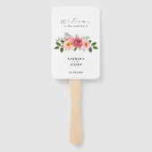 Stoffig Roos | Blush roze bloemenbruiloft Handwaaier (Achterkant)