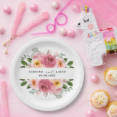 Stoffig Roos | Blush roze bloemenbruiloft Papieren Bordje (Feest)