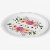 Stoffig Roos | Blush roze bloemenbruiloft Papieren Bordje (Gekanteld)