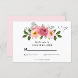 Stoffig Roos | Blush roze bloemenbruiloft RSVP Kaartje