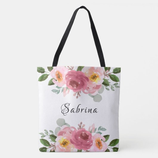 Stoffig Roos | Blush roze bloemenbruiloft Tote Bag (Voorkant)