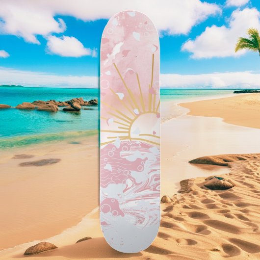 Stoffig Roos Blush Roze Champagne Sunset Zon & Zee Persoonlijk Skateboard
