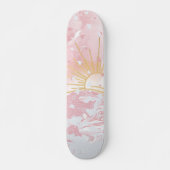 Stoffig Roos Blush Roze Champagne Sunset Zon & Zee Persoonlijk Skateboard (Voorkant)