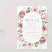 Stoffig Roos, Blush & Sage Waterverf Vrijgezellenf Bedankkaart (Voorkant / Achterkant)