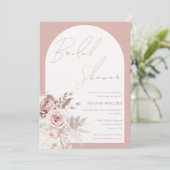 Stoffig Roos Boho Boog Blush Bloemen Vrijgezellenf Kaart (Staand voorkant)