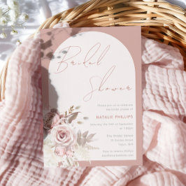 Stoffig Roos Boho Boog Blush Bloemen Vrijgezellenf Kaart