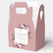 Stoffig Roos Boho Floral Eerste Heilige Communie Bedankdoosjes (Geopend)