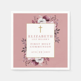 Stoffig Roos Boho Floral Modern Eerste Heilige Com Servet