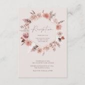 Stoffig Roos Boho Pampas Floral bruiloft receptie Informatiekaartje (Voorkant)
