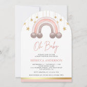 Stoffig Roos Boho Rainbow Girl Arch Baby shower Kaart (Voorkant)