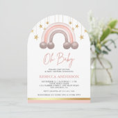 Stoffig Roos Boho Rainbow Girl Arch Baby shower Kaart (Staand voorkant)
