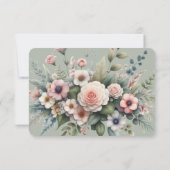 Stoffig Roos Botanisch Bewaar de datum Elegant Flo Kaart (Achterkant)