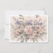 Stoffig Roos Botanisch Bewaar de datum Elegant Flo Kaart (Voorkant)