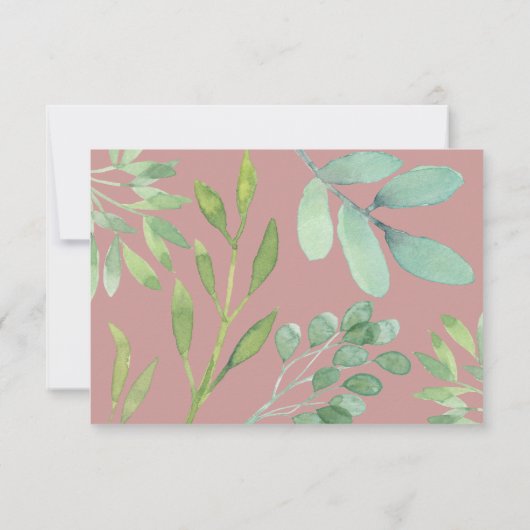 Stoffig Roos Botanisch groen bruiloft RSVP Kaart (Achterkant)