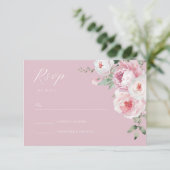 Stoffig Roos Botanische Blush Bloemen Huwelijk RSVP Kaartje (Staand voorkant)