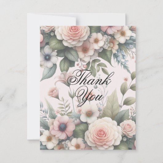 Stoffig Roos Botanische bruiloft bedankkaart (Voorkant)