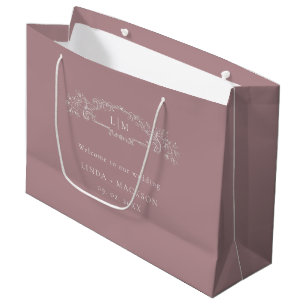 Stoffig Roos botanische kam monogram bruiloft Groot Cadeauzakje