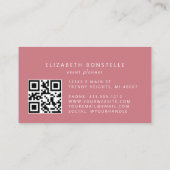 Stoffig Roos Bourgogne Waterverf Floral QR Code Visitekaartje (Achterkant)
