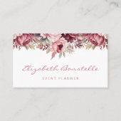 Stoffig Roos Bourgogne Waterverf Floral QR Code Visitekaartje (Voorkant)