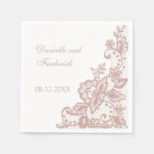 Stoffig roos bruiloft papieren servetten (Voorkant)