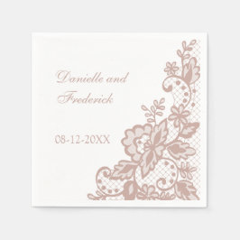 Stoffig roos bruiloft papieren servetten