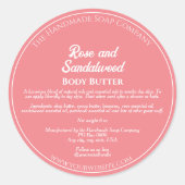 Stoffig Roos Cosmetica potje Label w Ingrediënten (Voorkant)