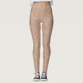 Stoffig Roos Deep Brownish Roze Witte Bloemen Chic Leggings (Voorkant)