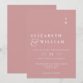 Stoffig Roos Eenvoudig Modern Elegant Monogram Huw Kaart (Voorkant / Achterkant)