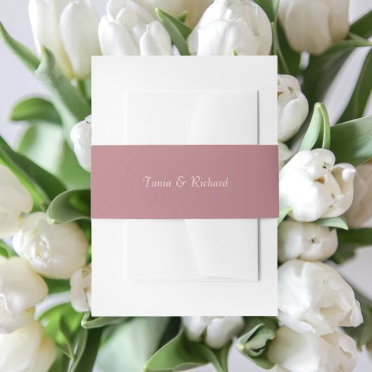 Stoffig Roos Eenvoudige gestileerde naam bruiloft Uitnodigingen Wikkel