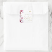 Stoffig Roos Elegant Modern Bloemendoop Vierkante Sticker (Tas)