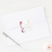 Stoffig Roos Elegant Modern Bloemendoop Vierkante Sticker (Envelop)