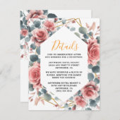 Stoffig Roos Elegant Roze Mauve Gouden Bloem Informatiekaartje (Voorkant / Achterkant)