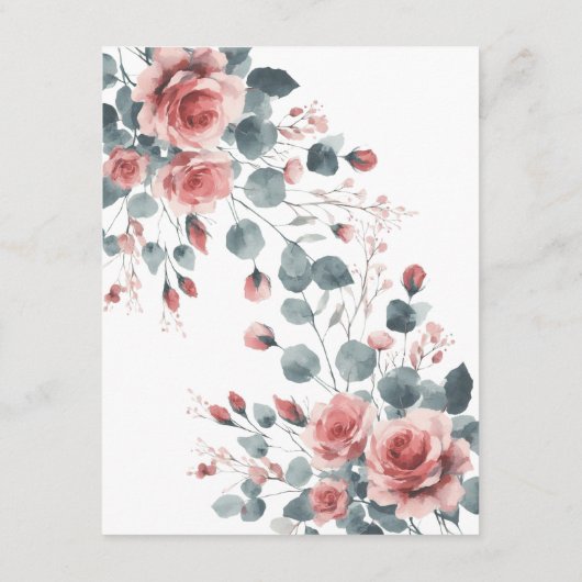 Stoffig Roos Elegant Roze Mauve Gouden Bloem Informatiekaartje (Achterkant)