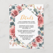 Stoffig Roos Elegant Roze Mauve Gouden Bloem Informatiekaartje (Voorkant)