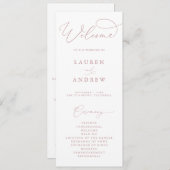 Stoffig Roos Elegante minimalistische bruiloft Programmakaart (Voorkant / Achterkant)