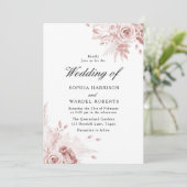 Stoffig Roos Elegante  Rozen bruiloft Kaart (Staand voorkant)