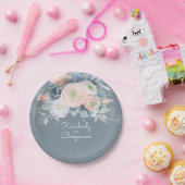 Stoffig Roos en Bleke Blauwe Bloemen Elegante brui Papieren Bordje (Feest)