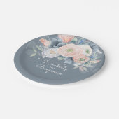 Stoffig Roos en Bleke Blauwe Bloemen Elegante brui Papieren Bordje (Gekanteld)