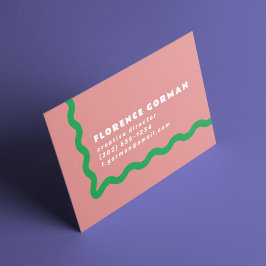 Stoffig Roos en Helder Groen Wavy Lijst Visitekaartje