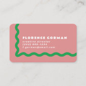 Stoffig Roos en Helder Groen Wavy Lijst Visitekaartje (Voorkant)