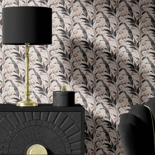 Stoffig Roos en houtskool Botanische Bloemen Behang